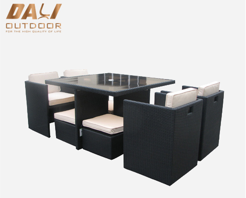 Hot 5pcs cuscino in polyrattan mobili in rattan sedia e tavolo da giardino patio PE vimini rattan tavolo da esterno set mobili da pranzo