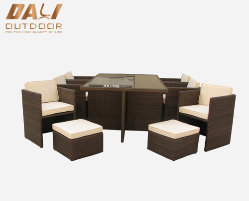 Set da bar da tavolo quadrato in rattan